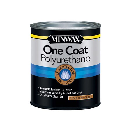 Minwax Minwax One Coat Transparent Semi-Gloss Crystal Clear Water-Based Polyurethane 1 qt 356150000